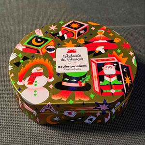 Boîte métal - VIDE -  décoration Noël - diam 15cm