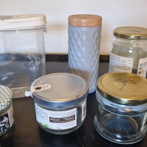 Lot de différents pots en verre