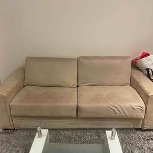 Canapé lit en daim beige 