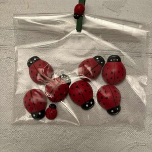 Loisir créatif : 7 mini coccinelles en bois + pinc
